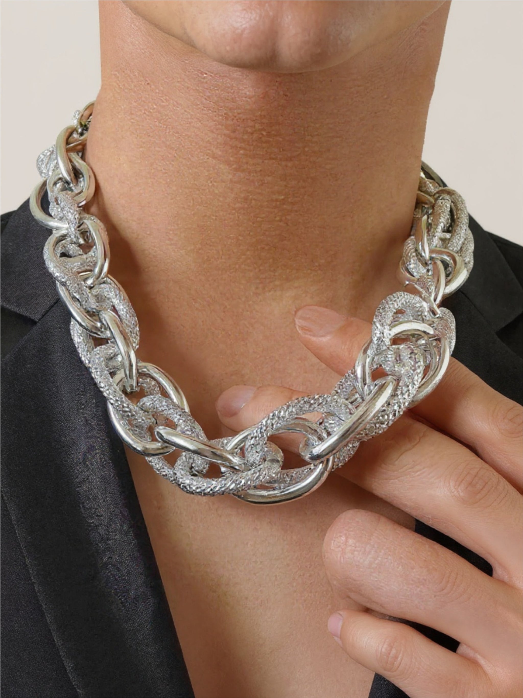 Trendy simple hip-hop punk twist design all-match necklace