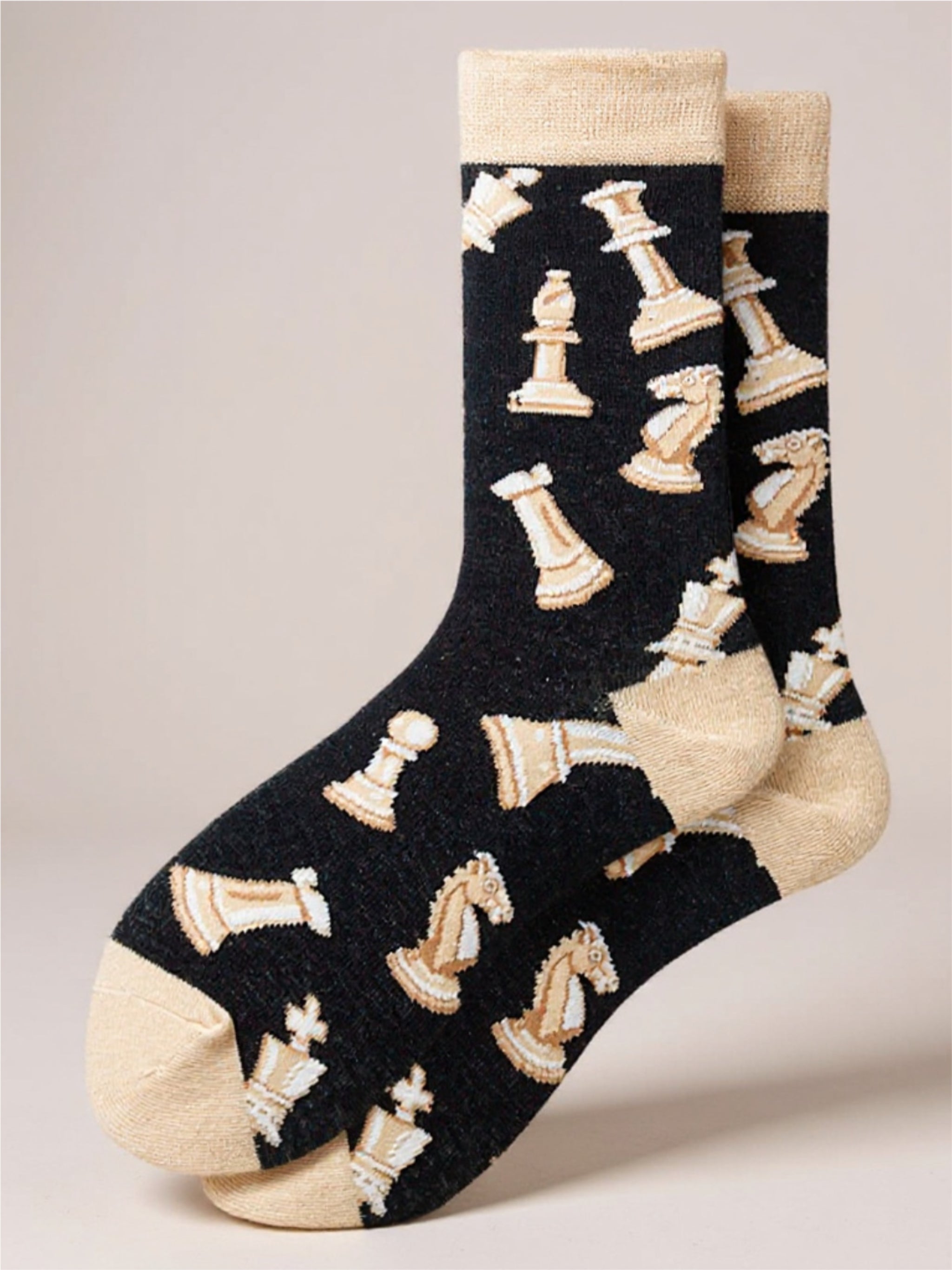 Chess Print Knit Socks - 5 Pairs