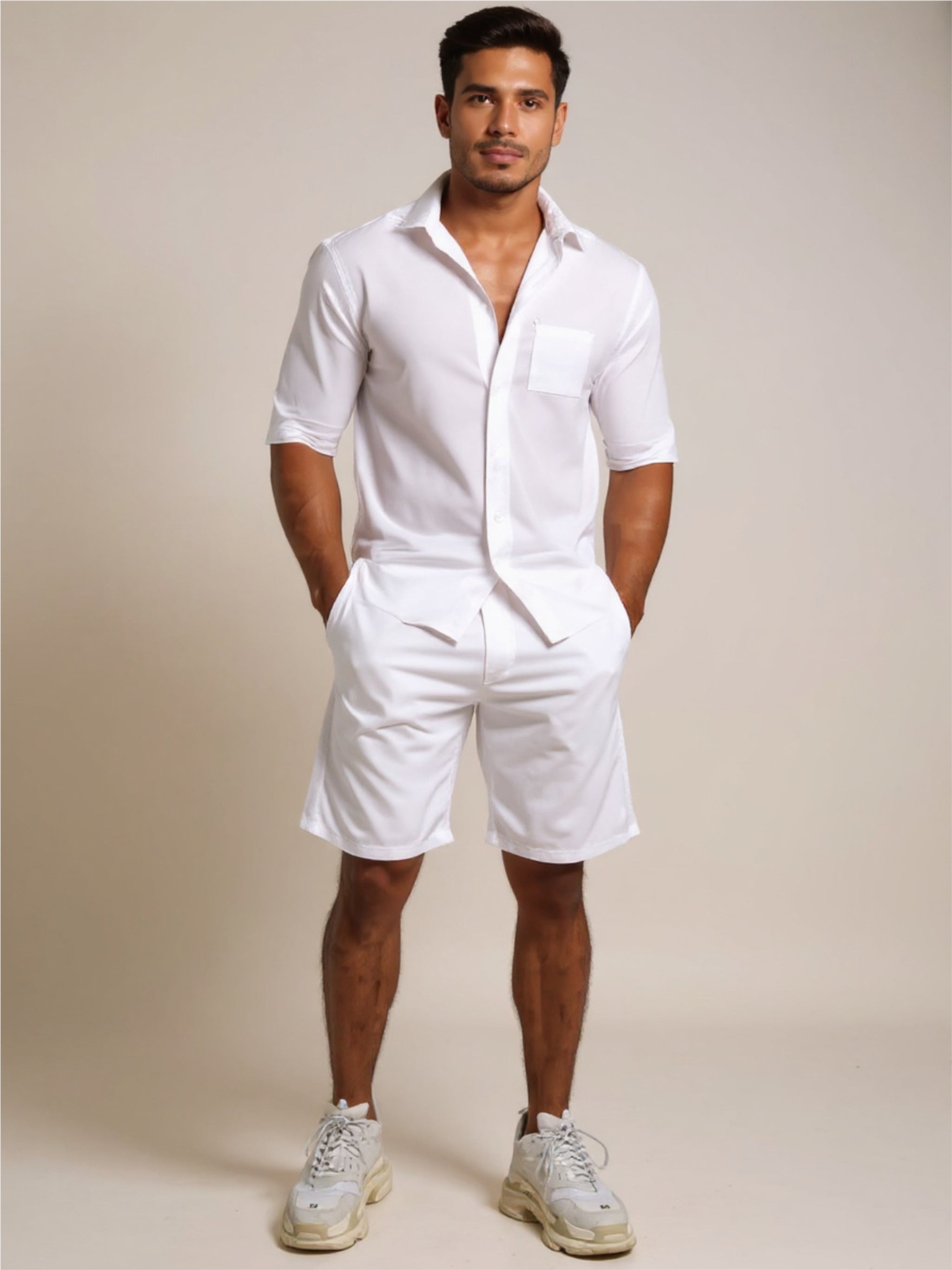 Button Up Short Sleeve Shirt & Shorts Set