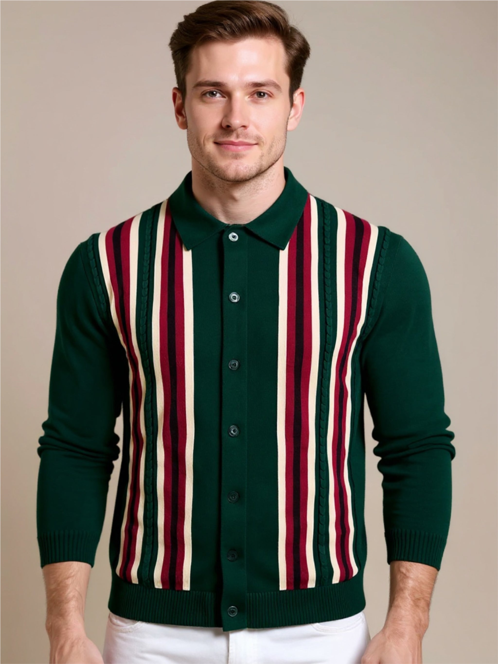 Striped Button Up Cardigan