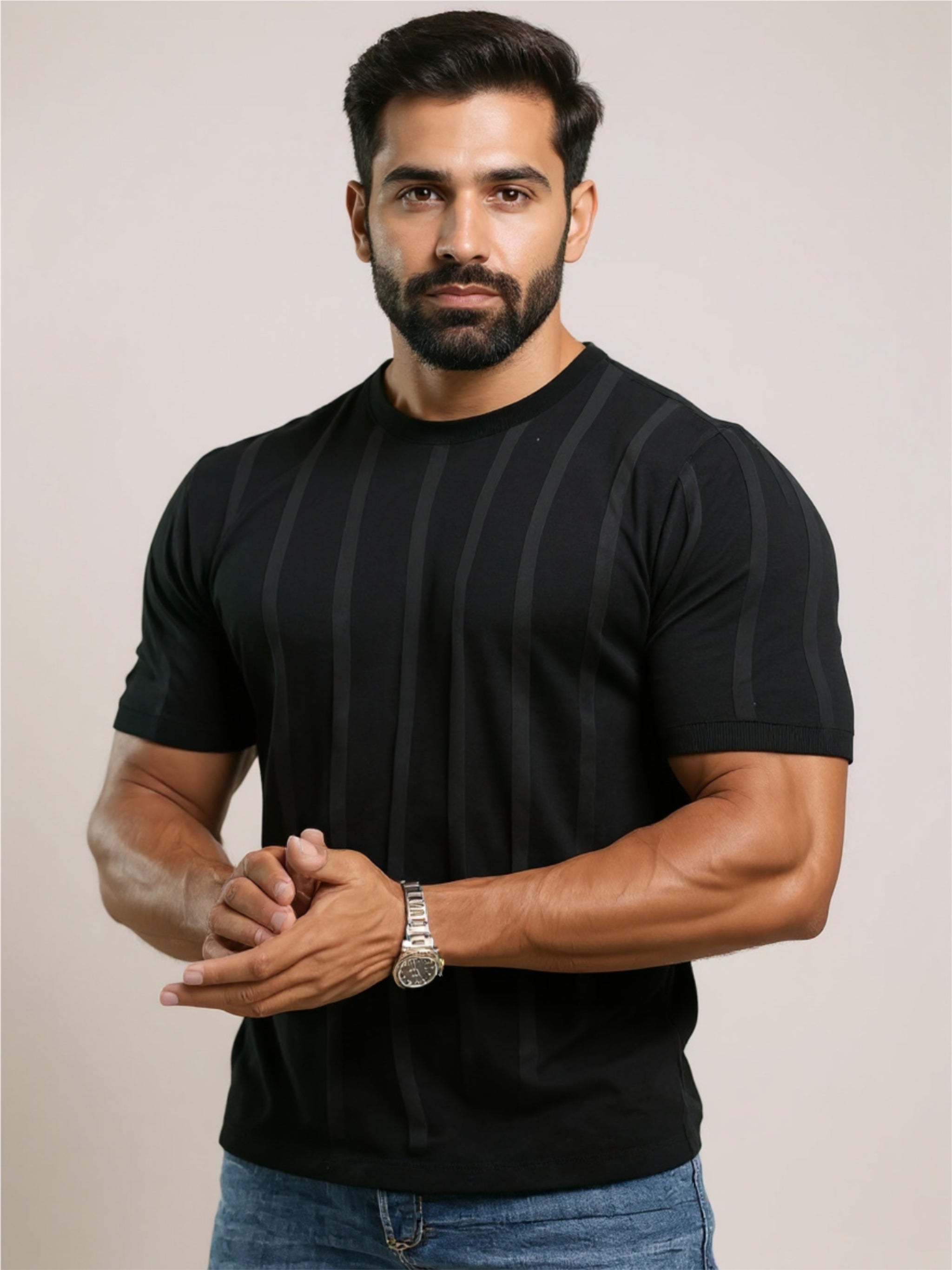 Striped Round Neck Short Sleeve T-Shirt