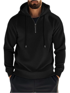 Quarter Zip Long Sleeve Drawstring Hoodie
