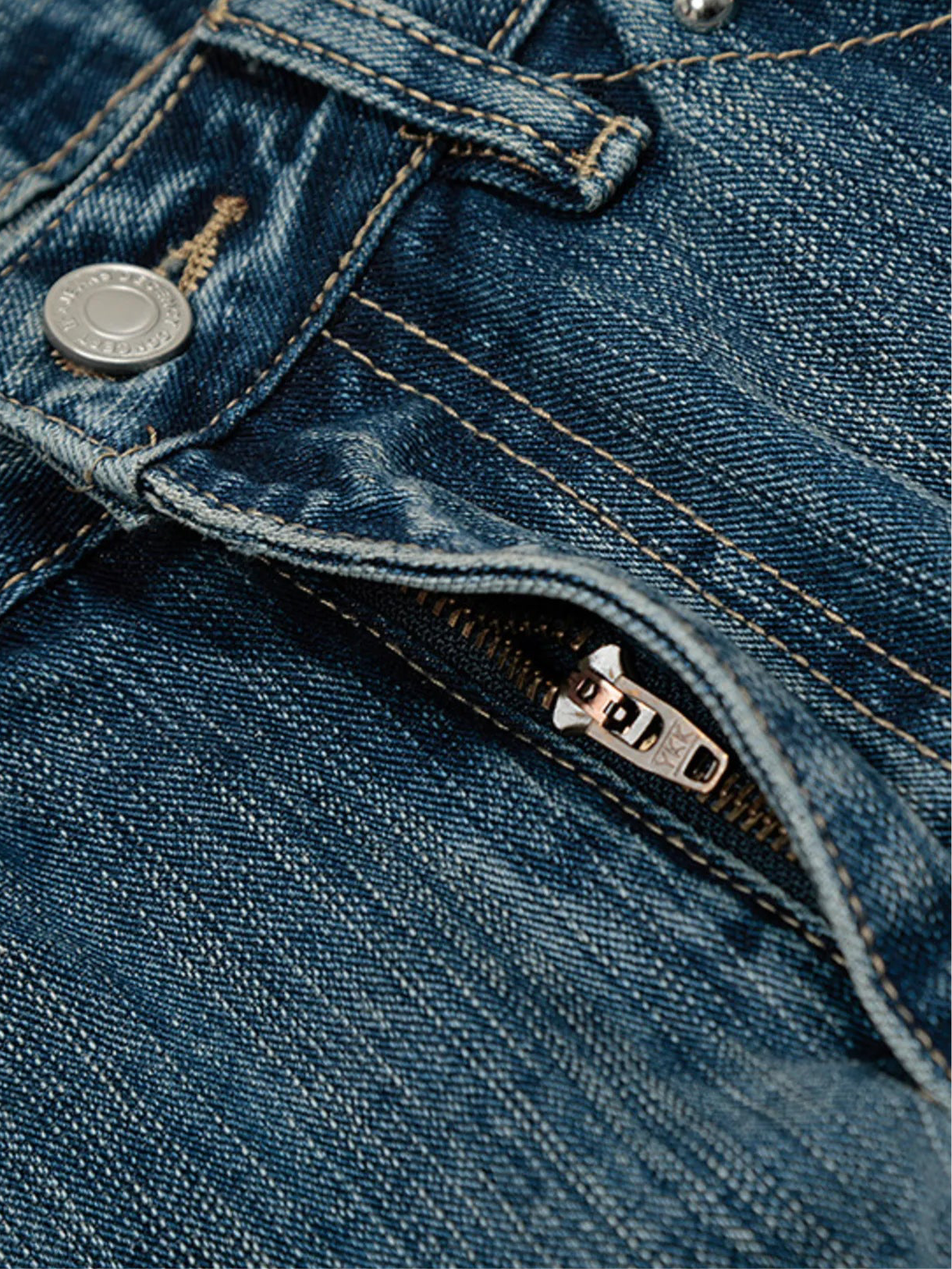 Washed Straight Jeans with Stud Decor