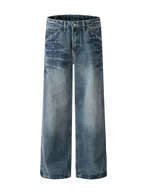 Washed Straight Jeans with Stud Decor