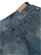Washed Straight Jeans with Stud Decor