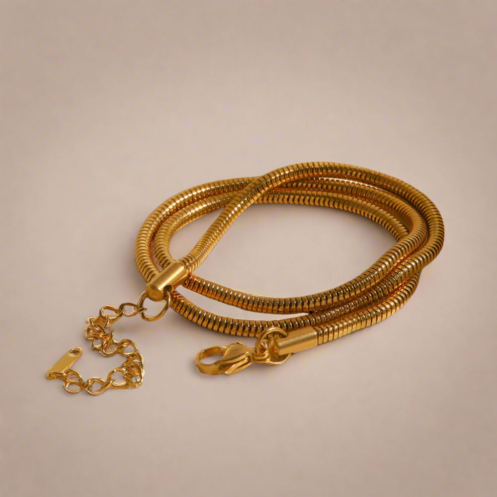 18K Gold Snake Bone Chain Necklace