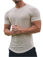 Round Neck Short Sleeve Striped T-Shirt