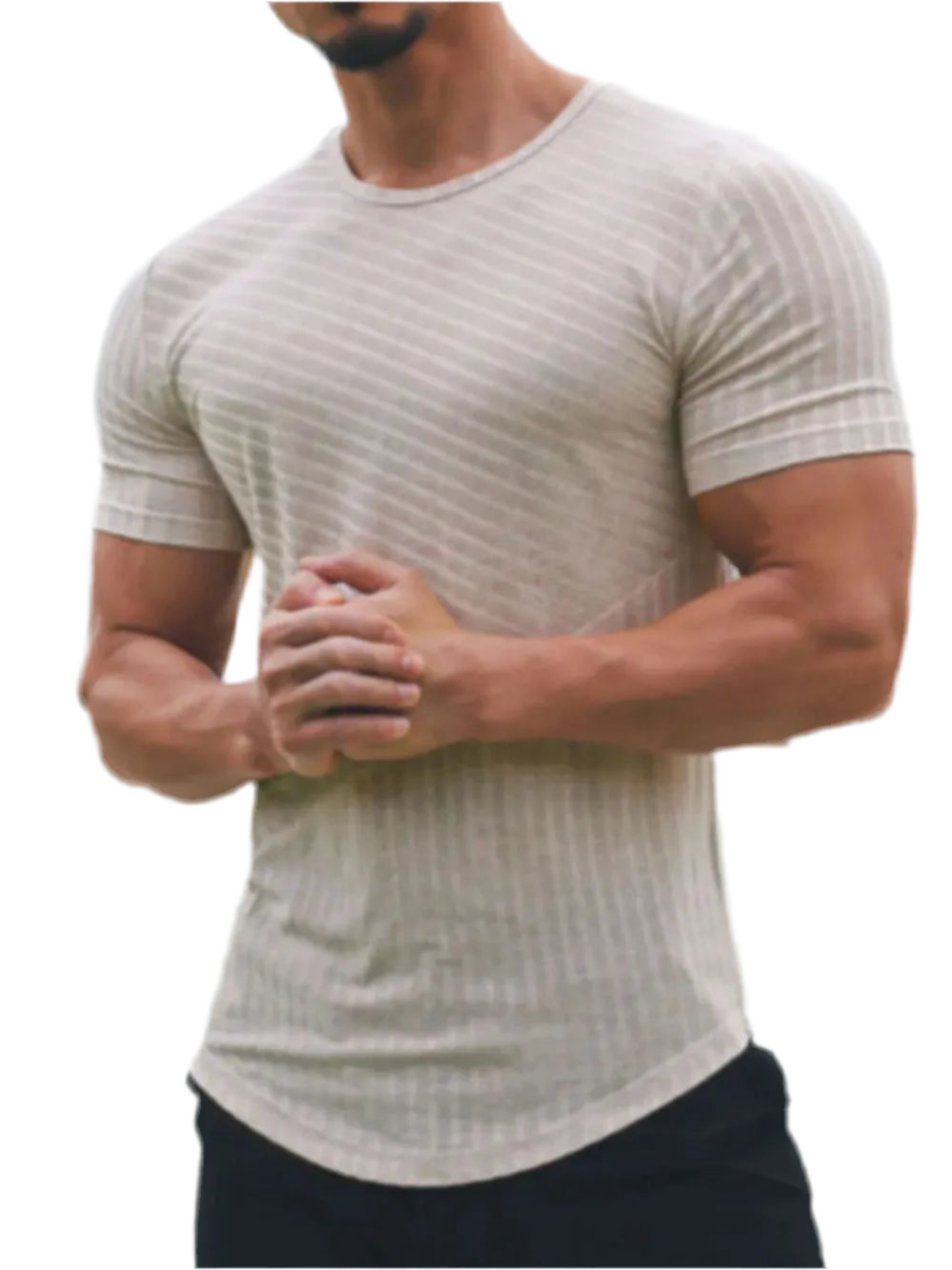 Round Neck Short Sleeve Striped T-Shirt