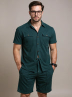 Button Down Short Sleeve Top & Shorts Set