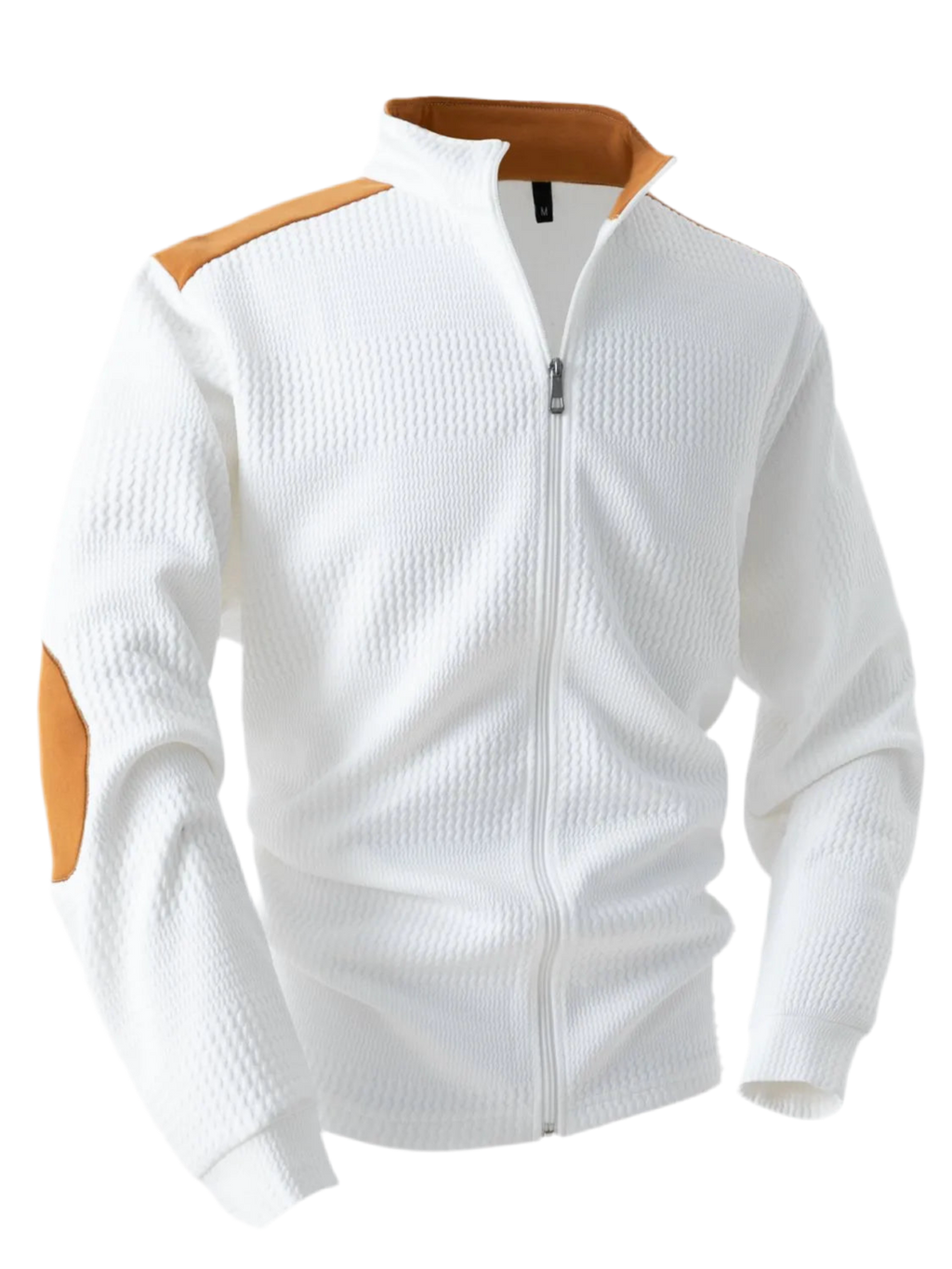 Zip Up Long Sleeve Cardigan with Elbow Patch