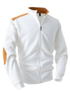 Zip Up Long Sleeve Cardigan with Elbow Patch