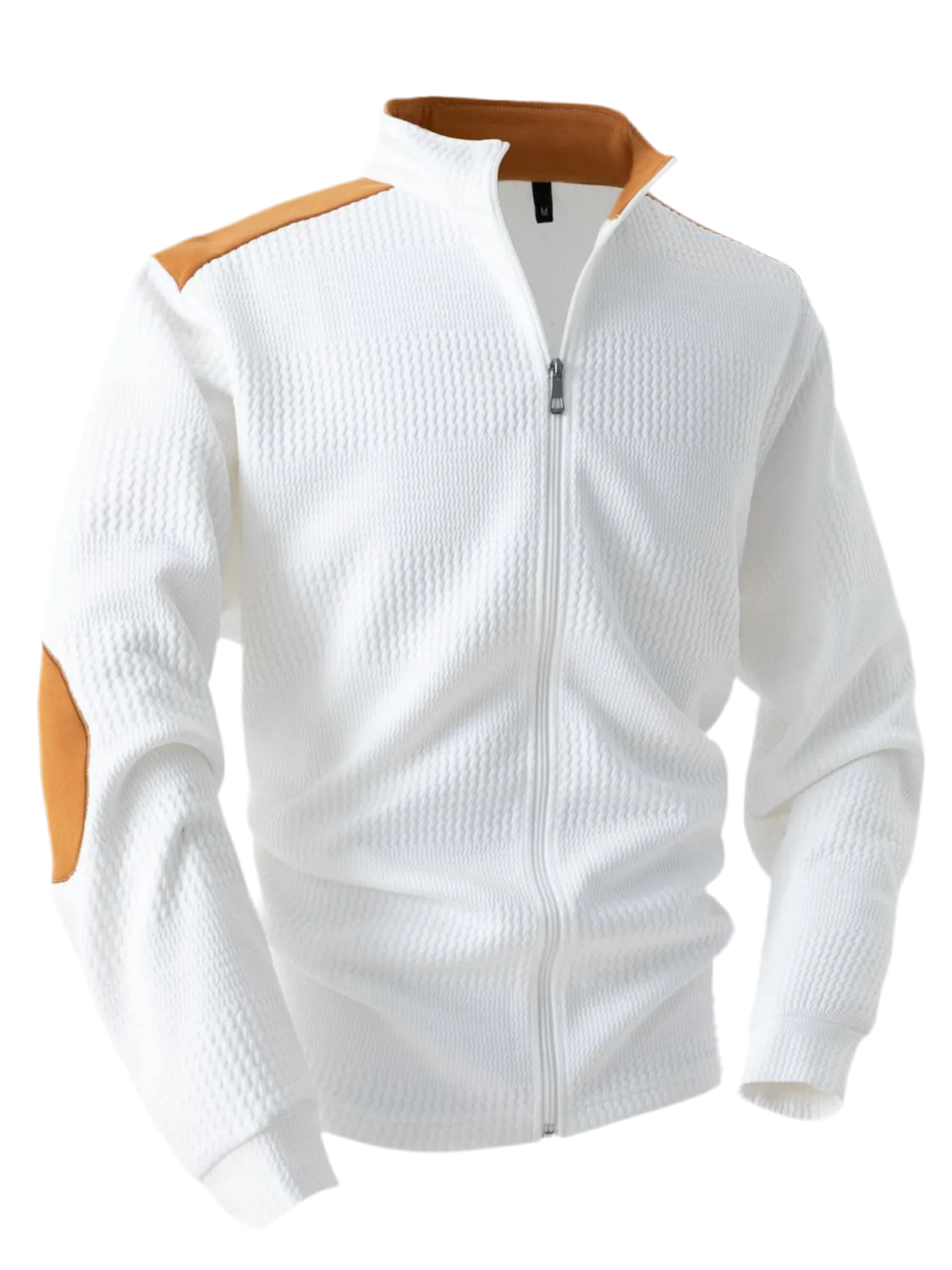 Zip Up Long Sleeve Cardigan with Elbow Patch