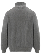 Ribbed Knit Zip-Up Cardigan