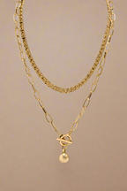 Sphere Charm Double Layered Chain Necklace