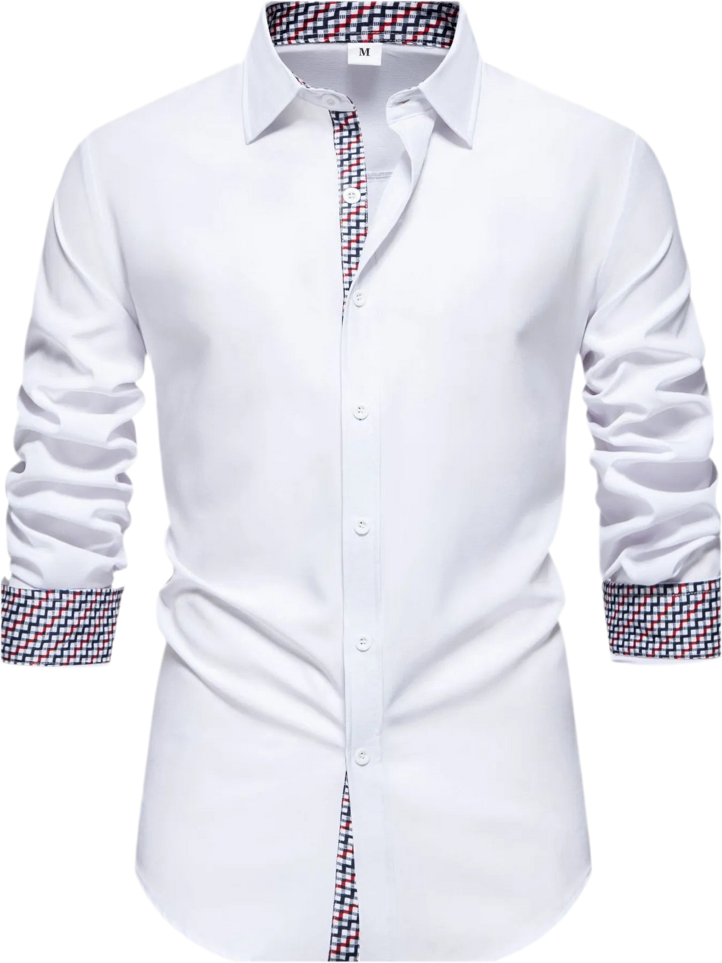 Button-Down Shirt with Checkered Contrast Trim