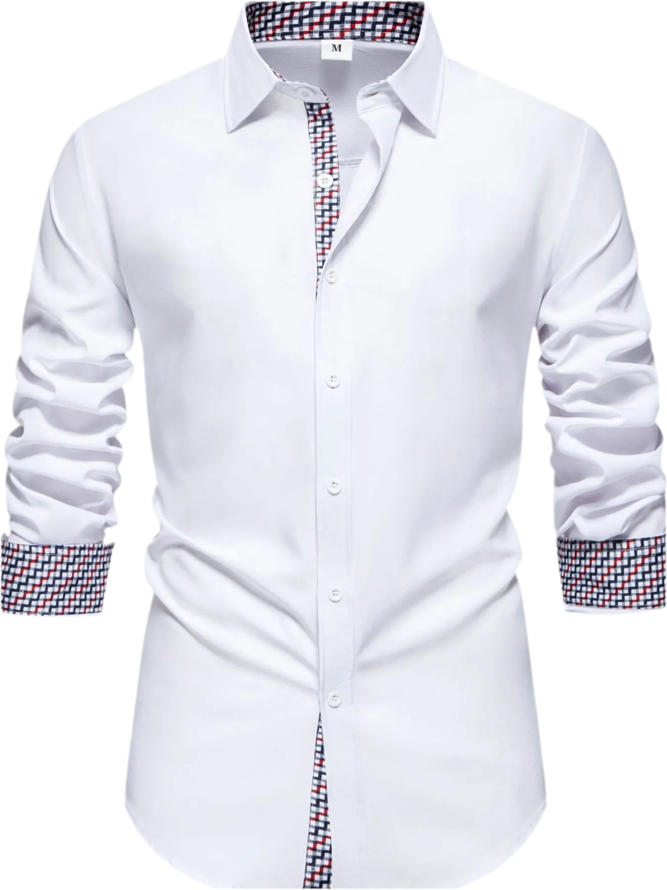 Button-Down Shirt with Checkered Contrast Trim