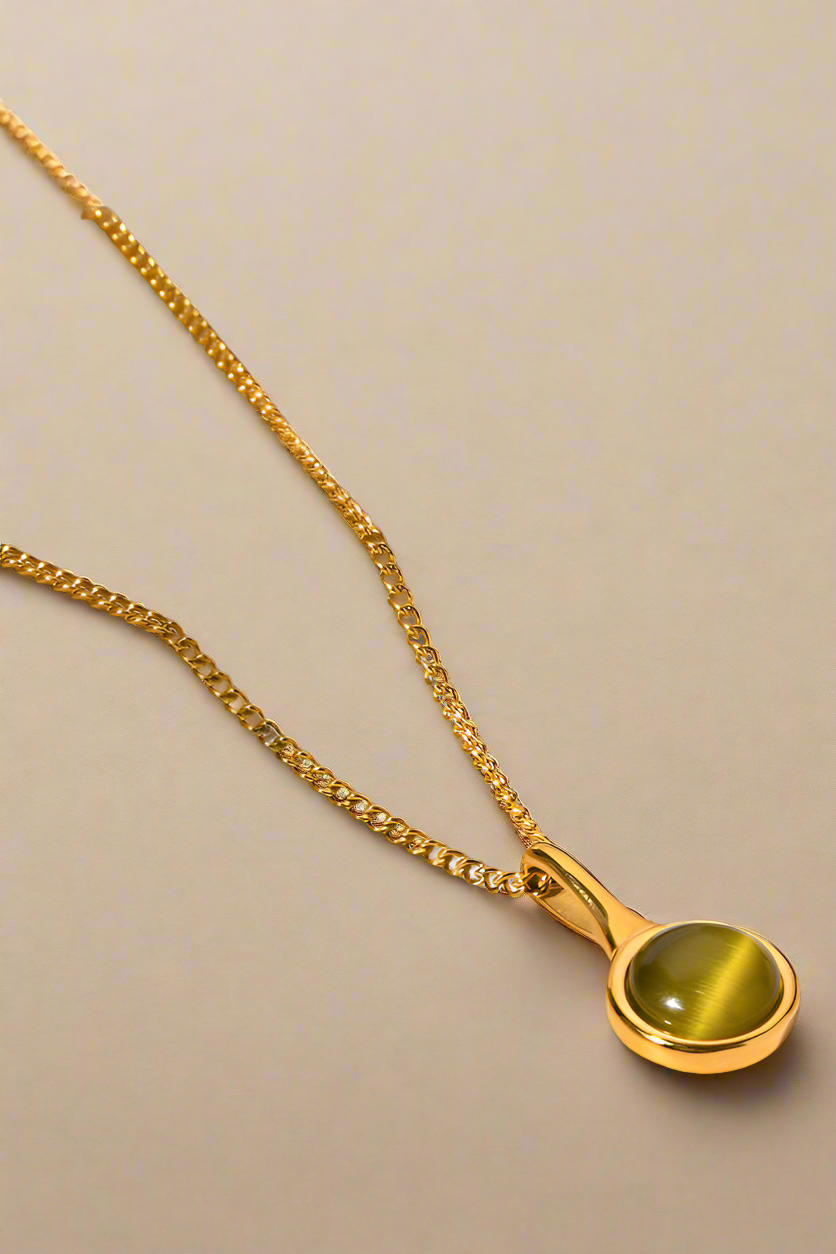 Green Opal Gold Charm Necklace