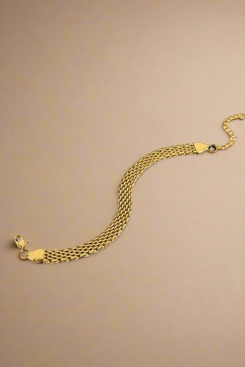 18K Gold Steel Wide Chain Bracelet