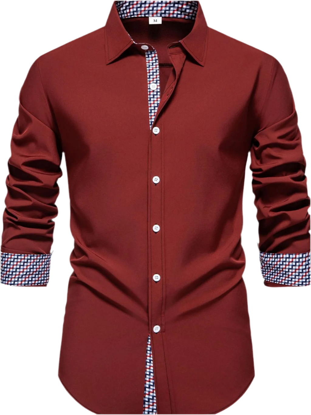 Button-Down Shirt with Checkered Contrast Trim