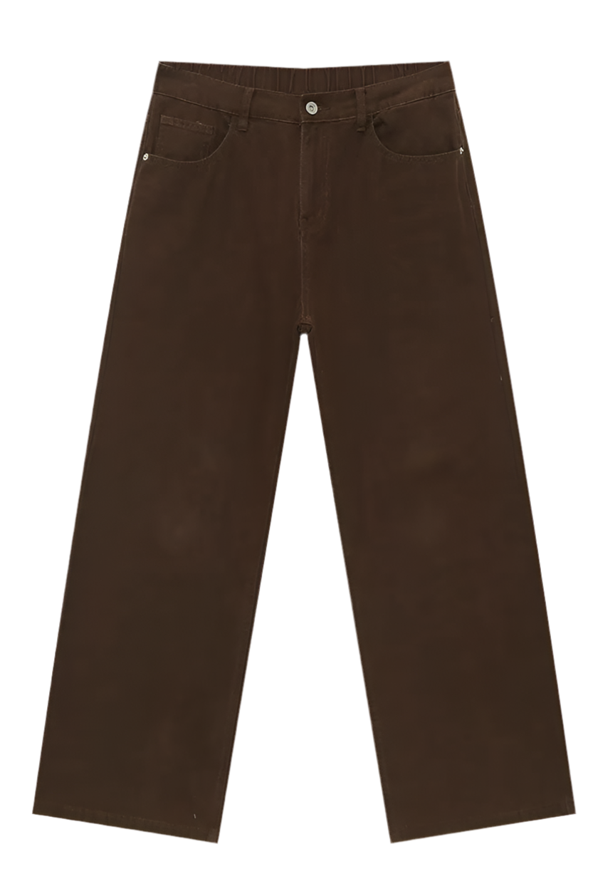 Straight-Leg Jeans with Back Elastic Waistband