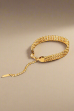 18K Gold Steel Wide Chain Bracelet