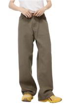 Straight-Leg Jeans with Back Elastic Waistband