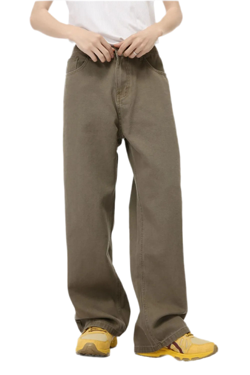 Straight-Leg Jeans with Back Elastic Waistband