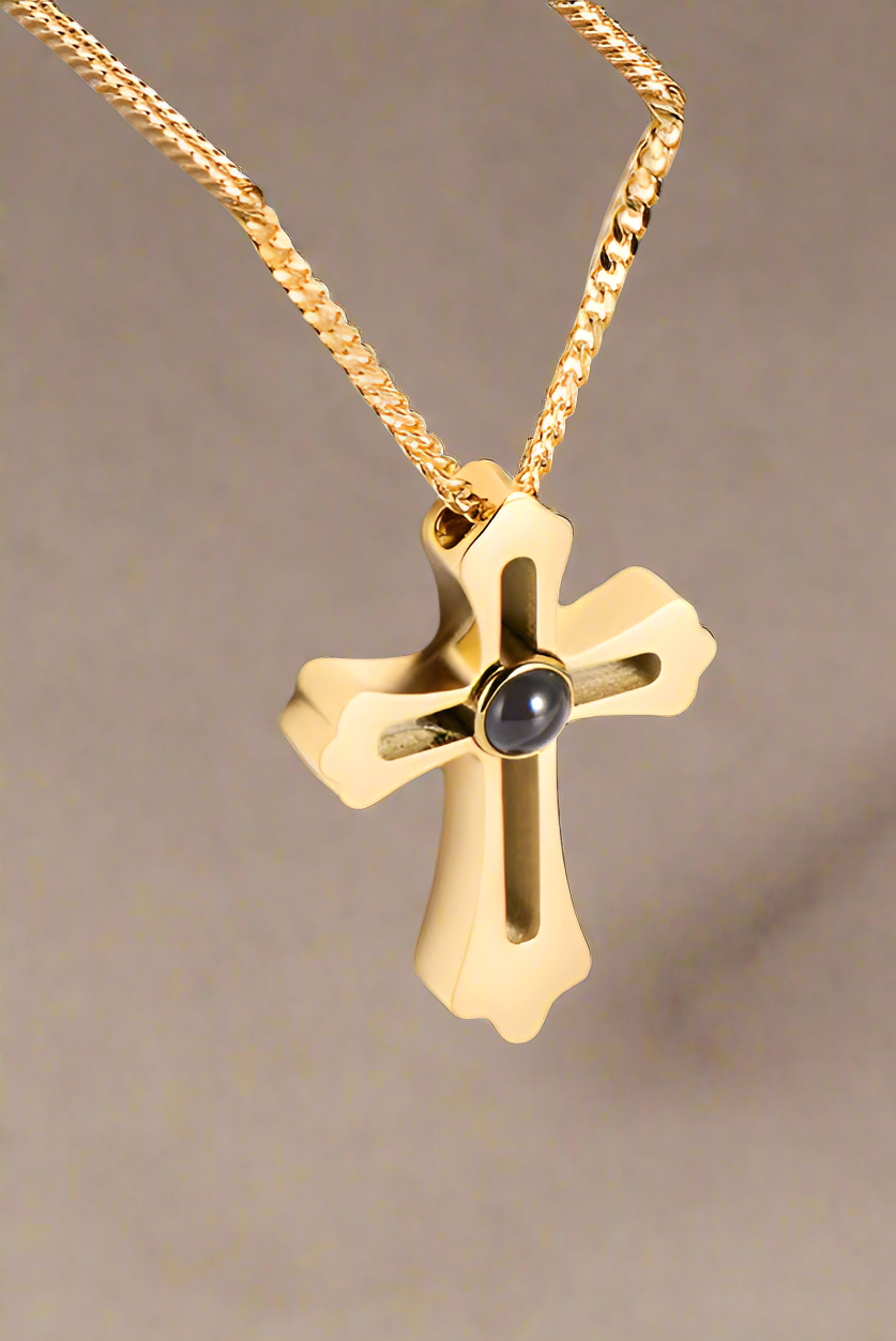 Hollow Cross Projection Necklace