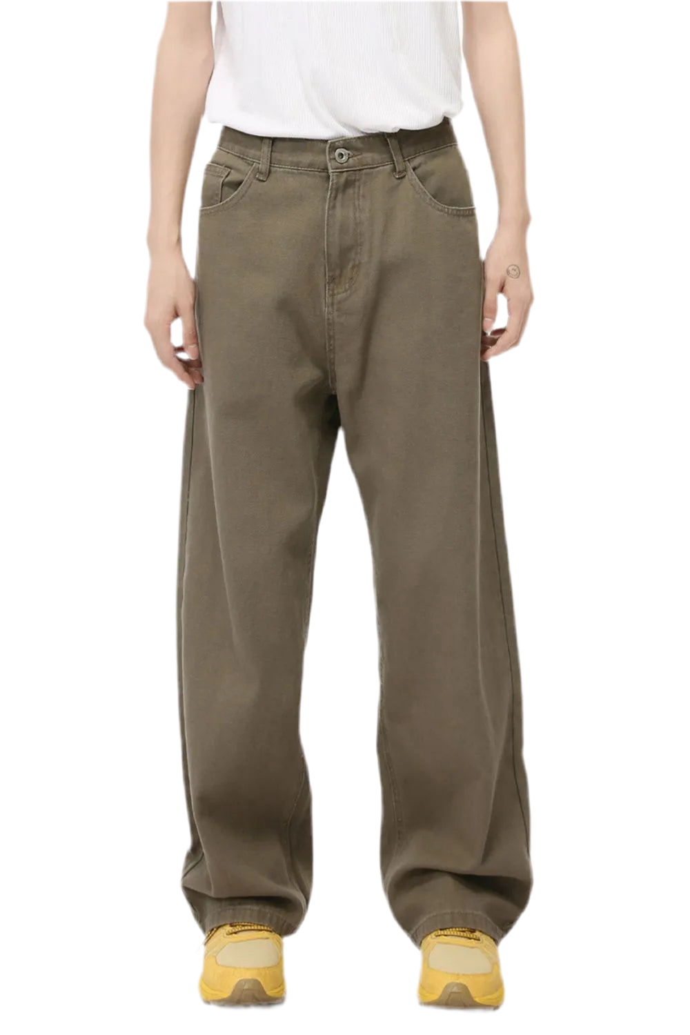 Straight-Leg Jeans with Back Elastic Waistband