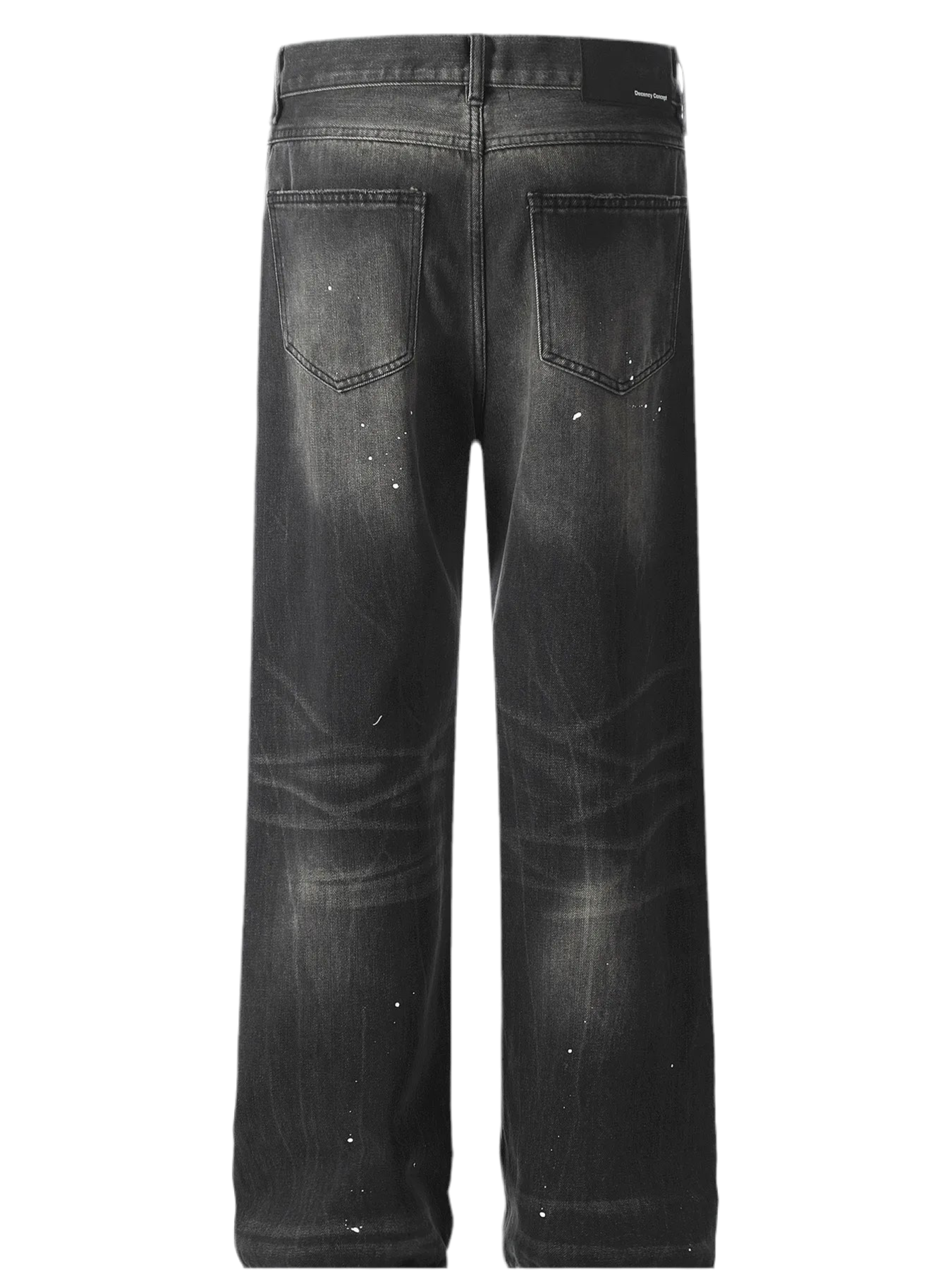 Baggy Straight Leg Jeans with Paint Splatter Detail