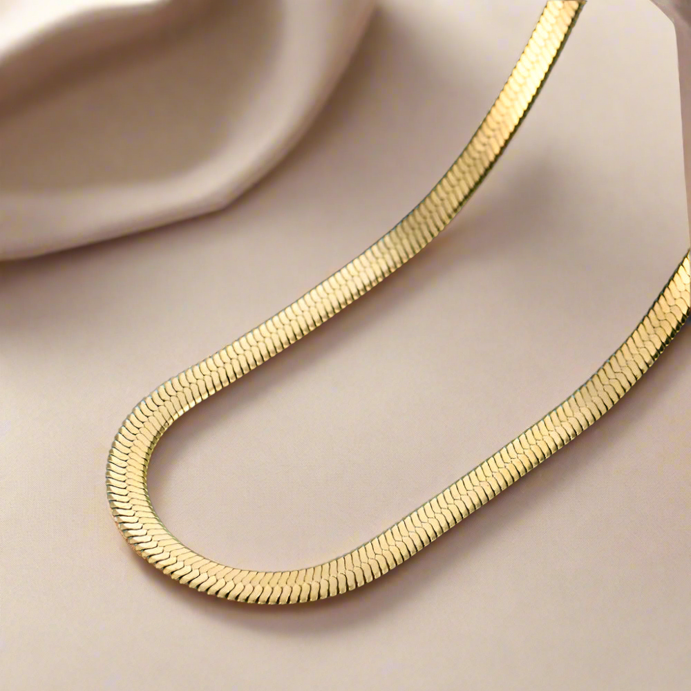 18K Gold Plated Snake Bone Chain Necklace