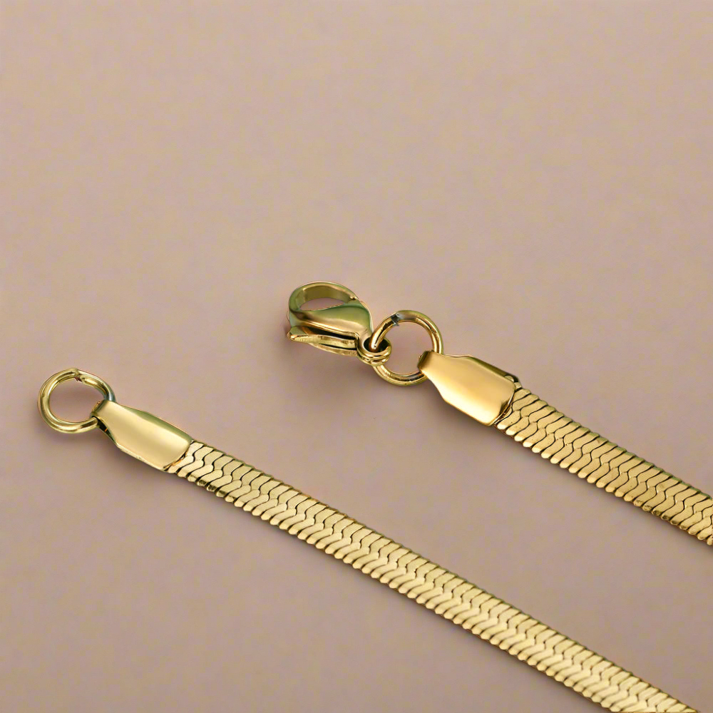 18K Gold Plated Snake Bone Chain Necklace