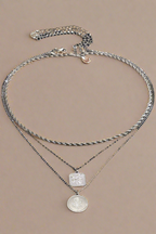 Triple Gold Necklace Set with Rose Charms