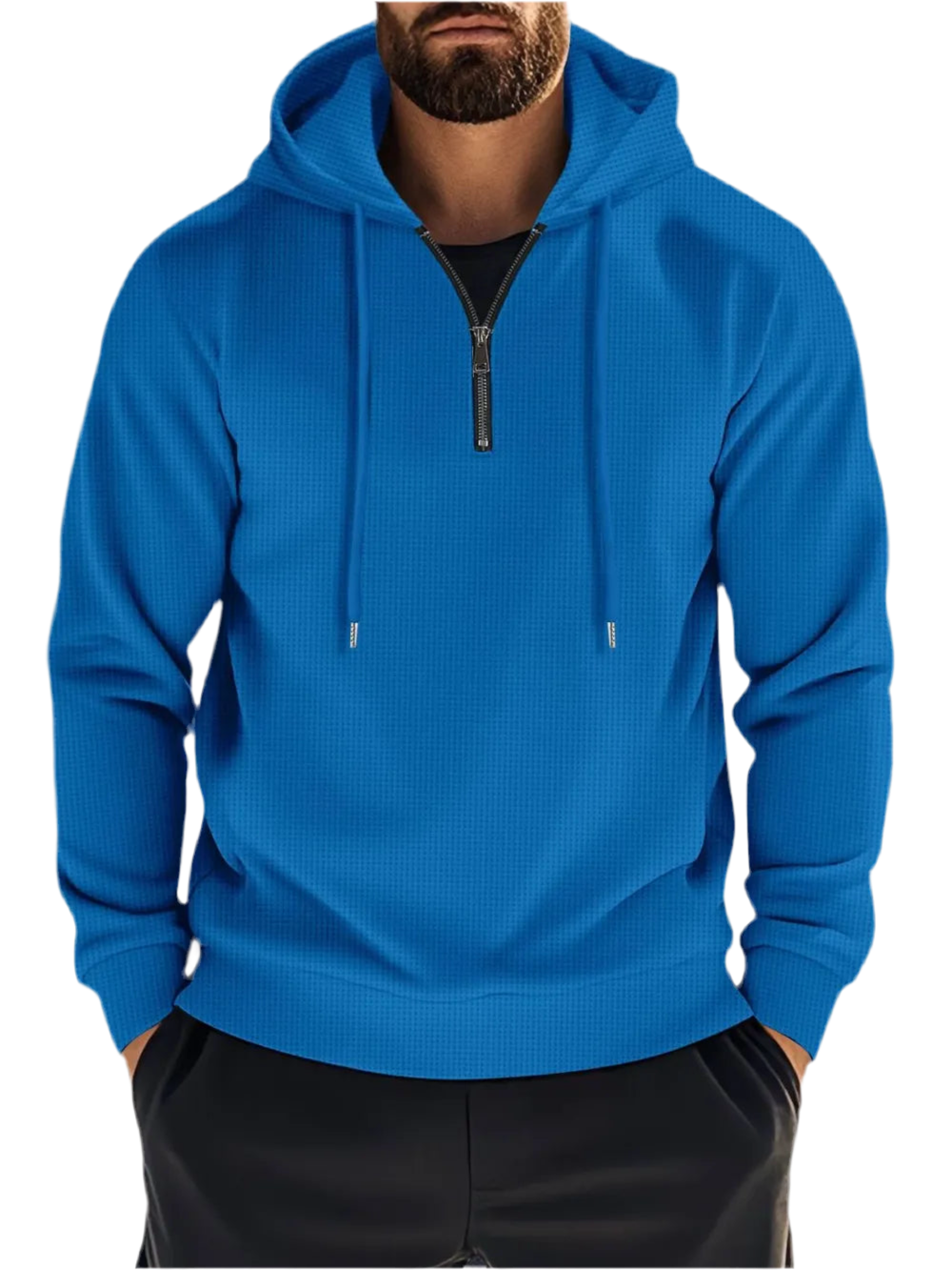 Quarter Zip Long Sleeve Drawstring Hoodie