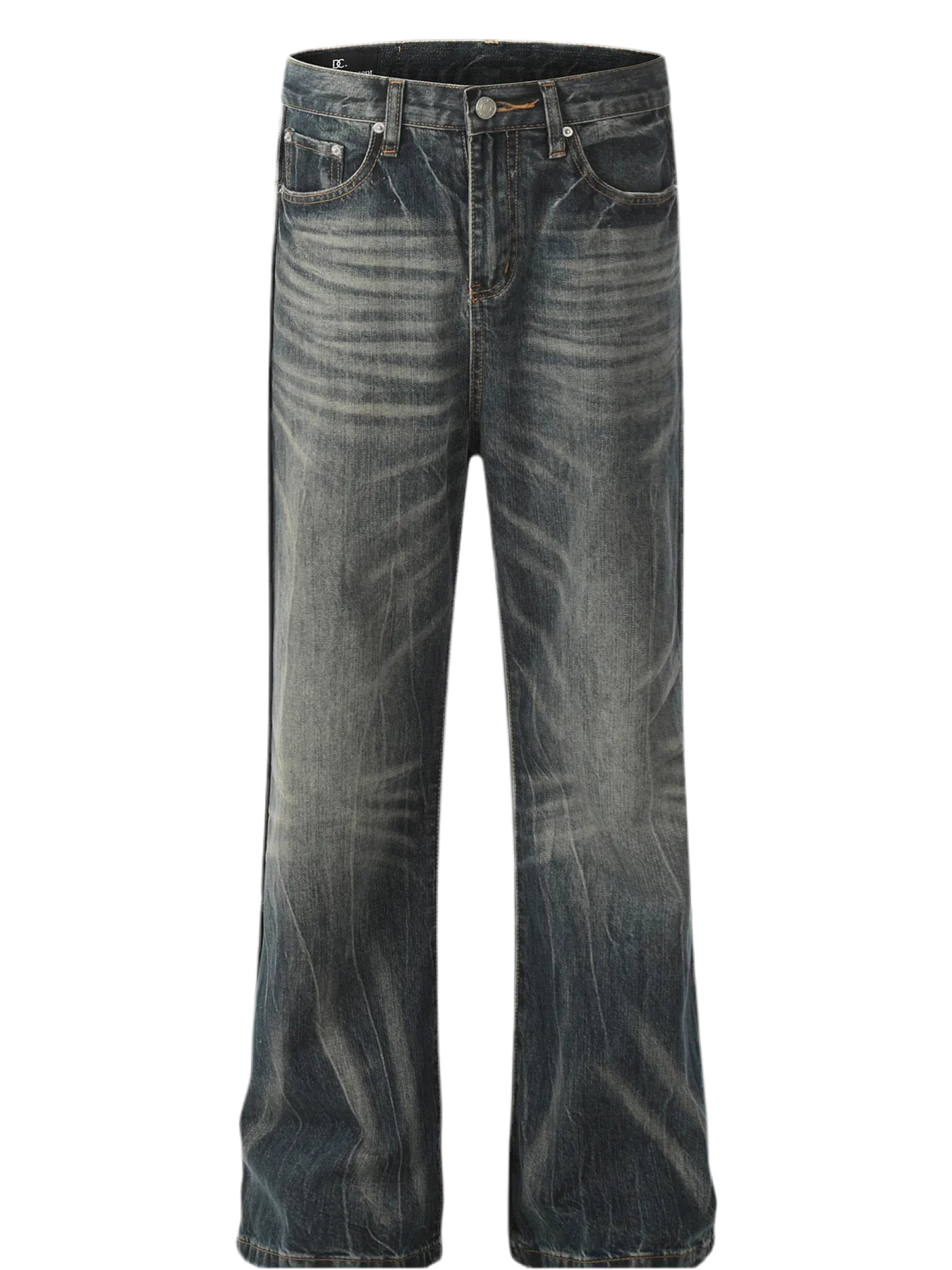 Seam Detail Washed Straight Jeans