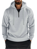 Quarter Zip Long Sleeve Drawstring Hoodie