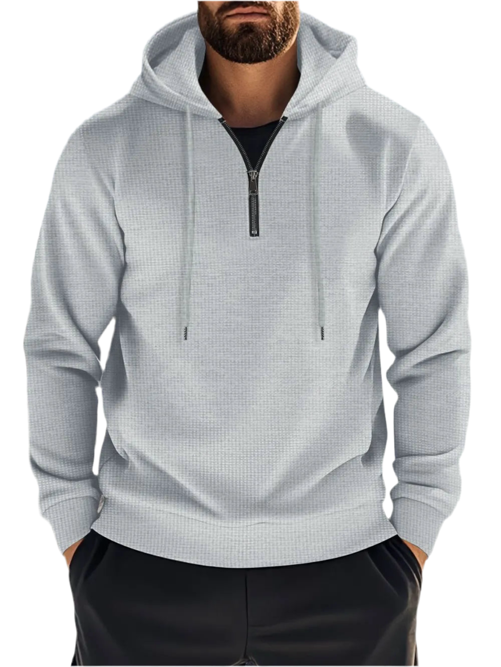 Quarter Zip Long Sleeve Drawstring Hoodie