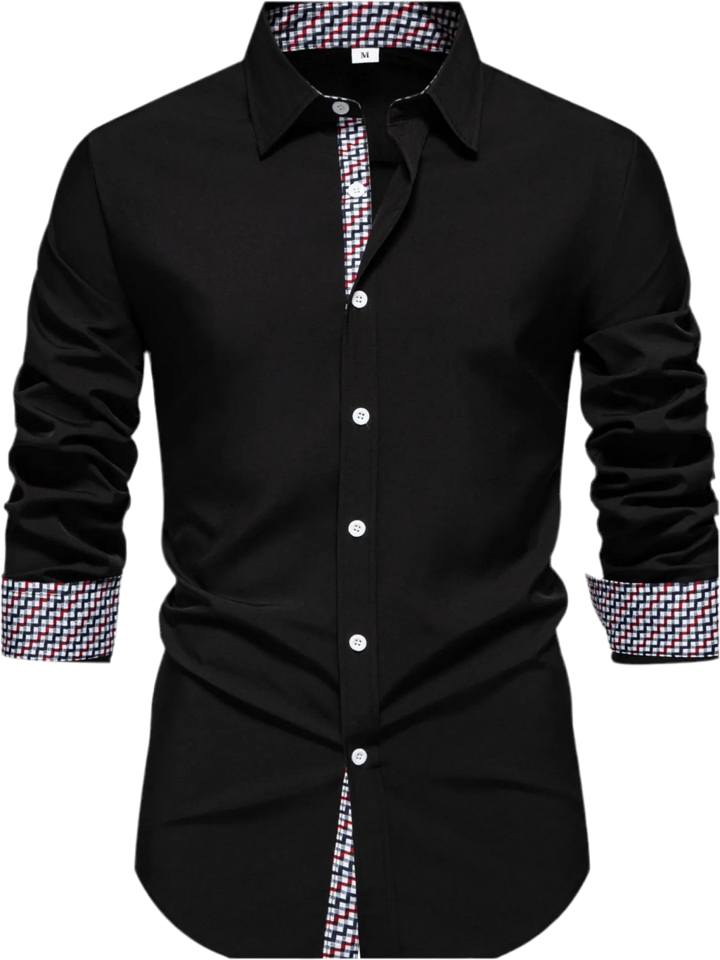 Button-Down Shirt with Checkered Contrast Trim