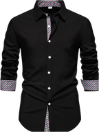Button-Down Shirt with Checkered Contrast Trim