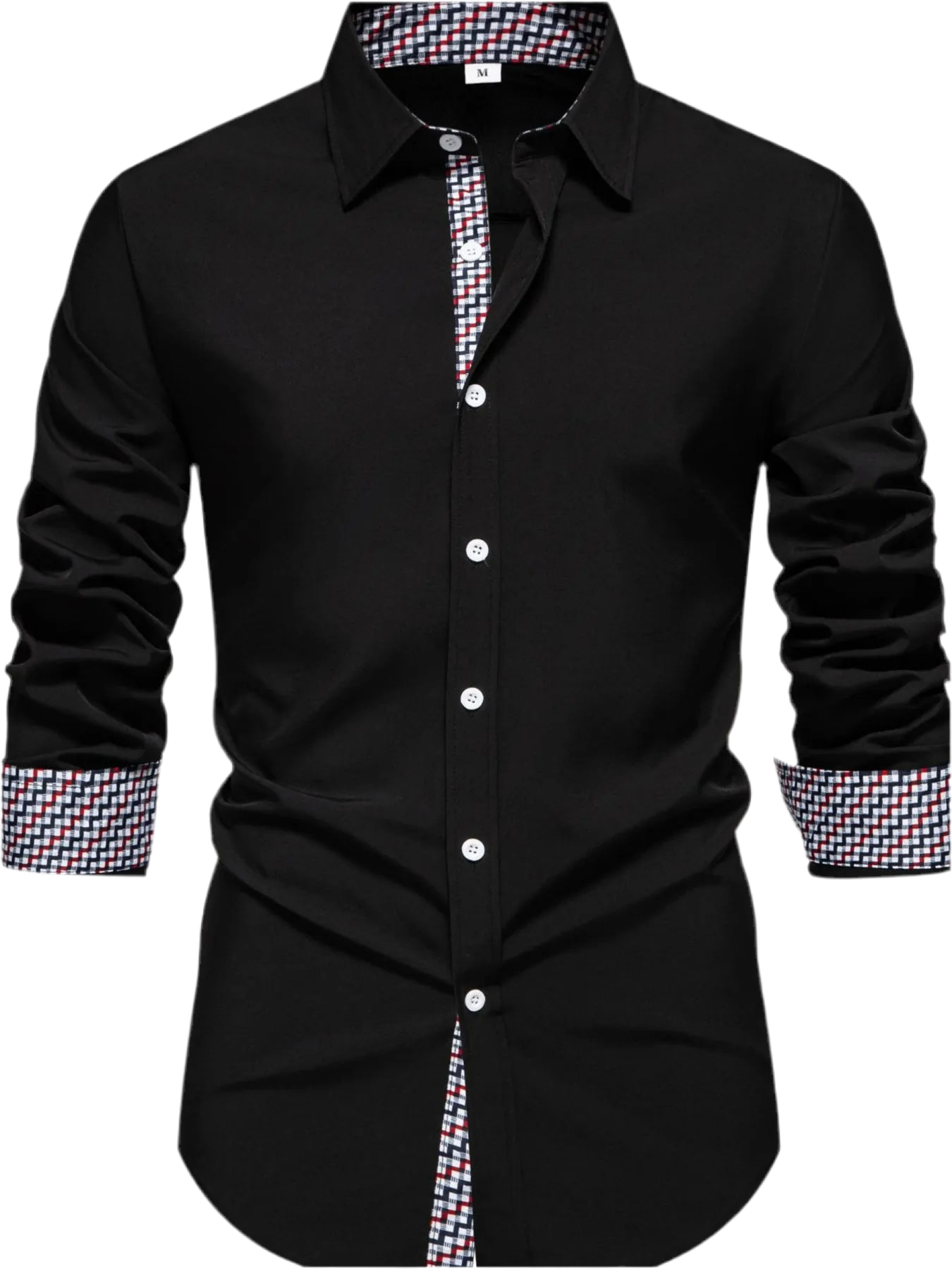 Button-Down Shirt with Checkered Contrast Trim
