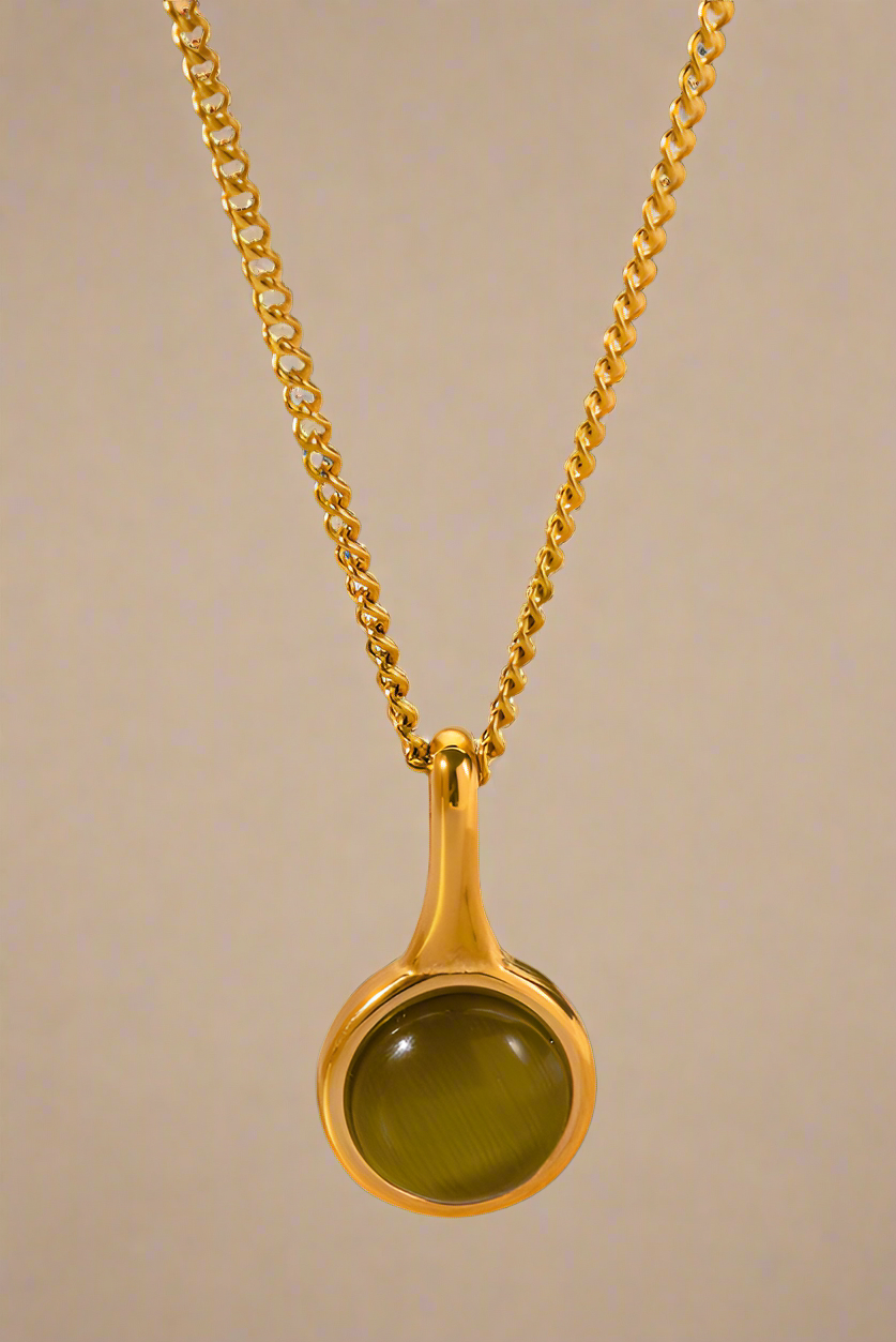Green Opal Gold Charm Necklace