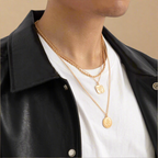 Triple Gold Necklace Set with Rose Charms