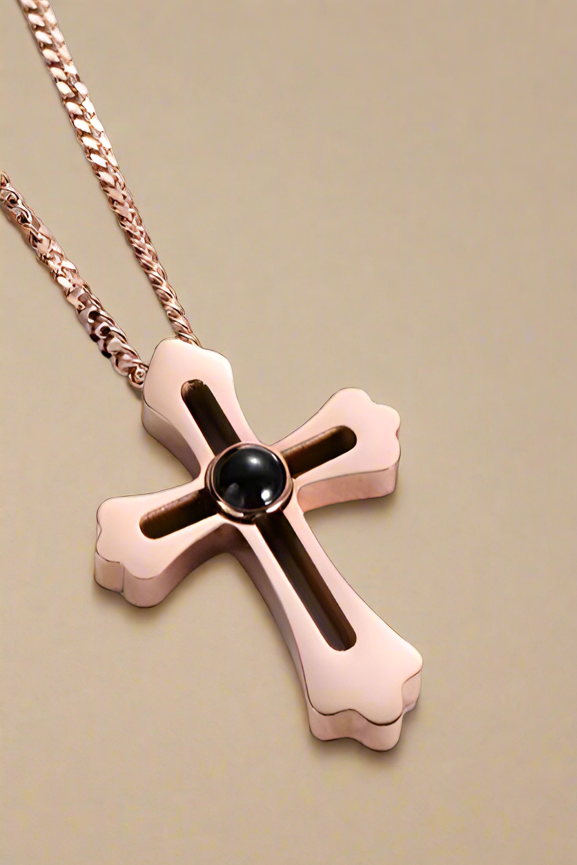 Hollow Cross Projection Necklace