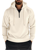 Quarter Zip Long Sleeve Drawstring Hoodie