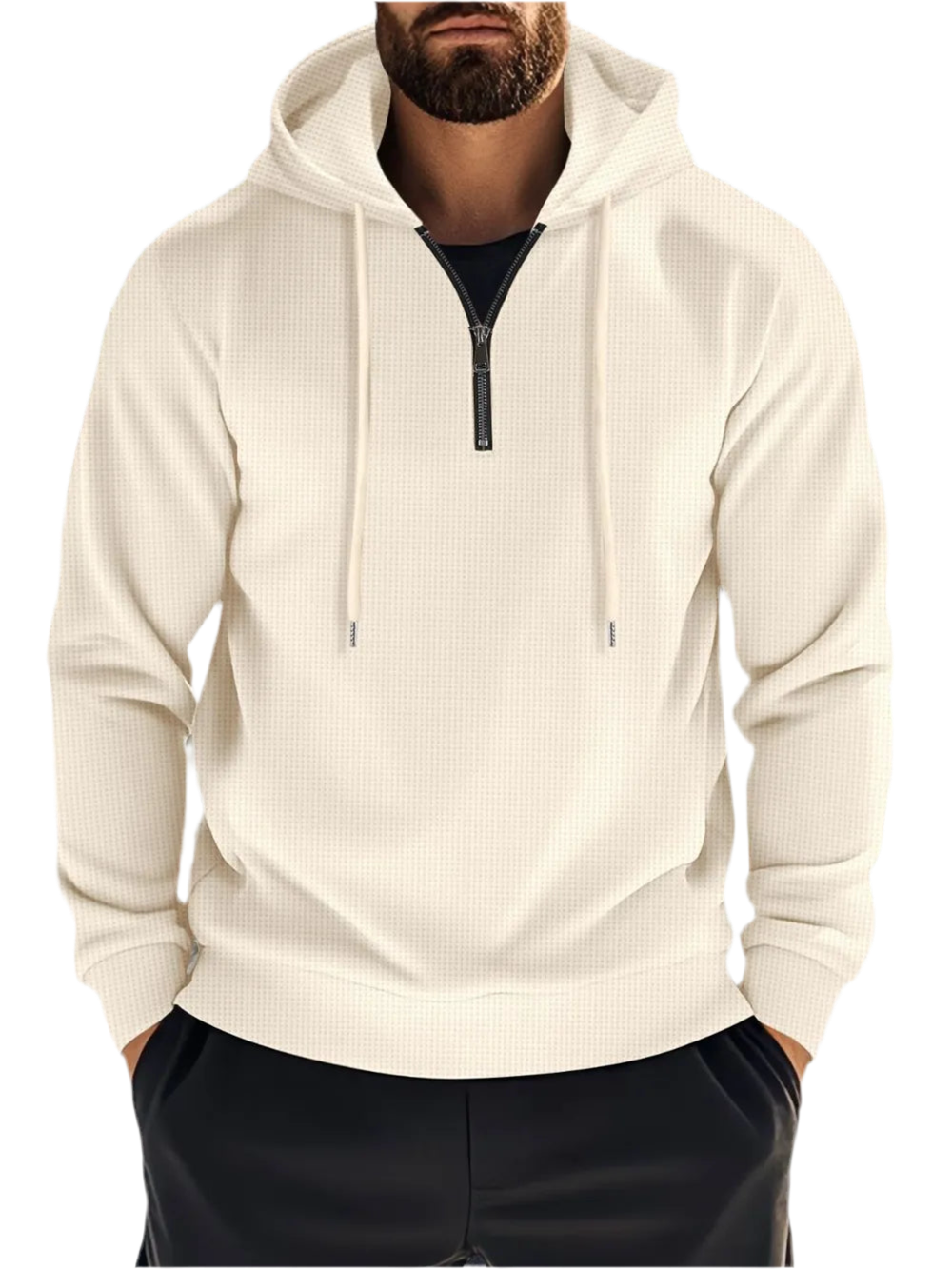 Quarter Zip Long Sleeve Drawstring Hoodie