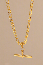 18K Gold Stainless Steel T-Bar Charm Necklace