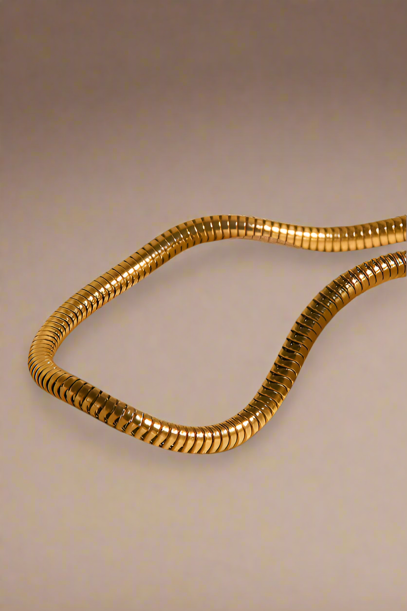 18K Gold Snake Bone Chain Necklace