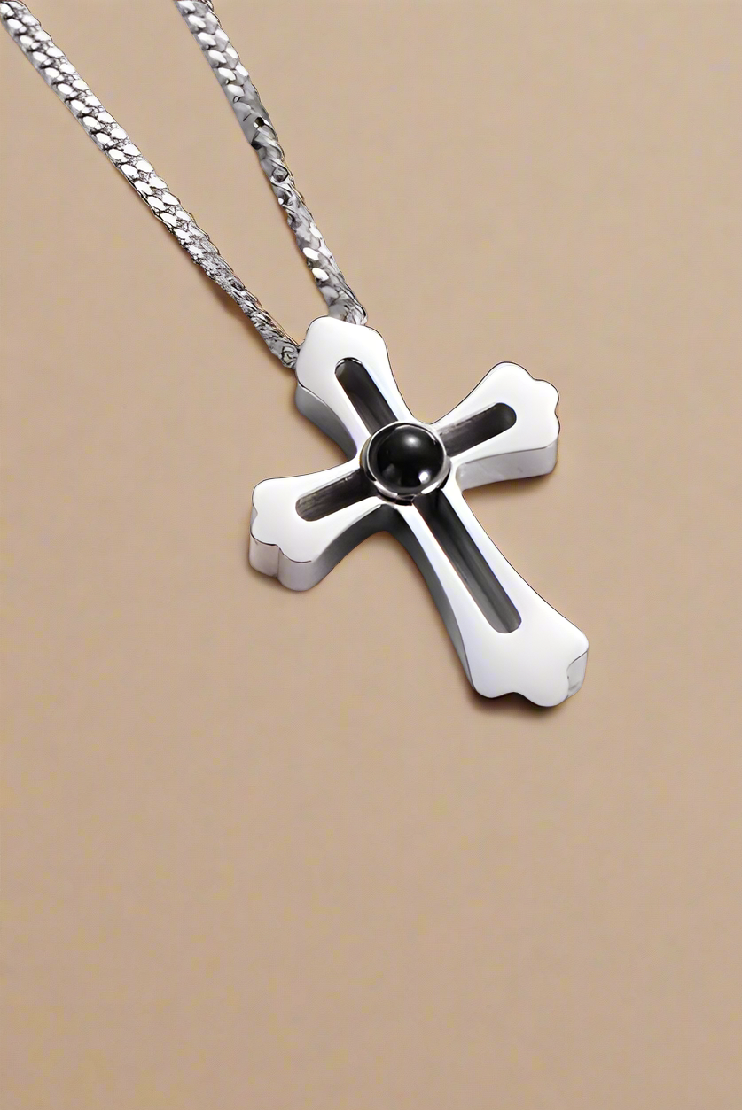Hollow Cross Projection Necklace