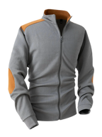 Zip Up Long Sleeve Cardigan with Elbow Patch