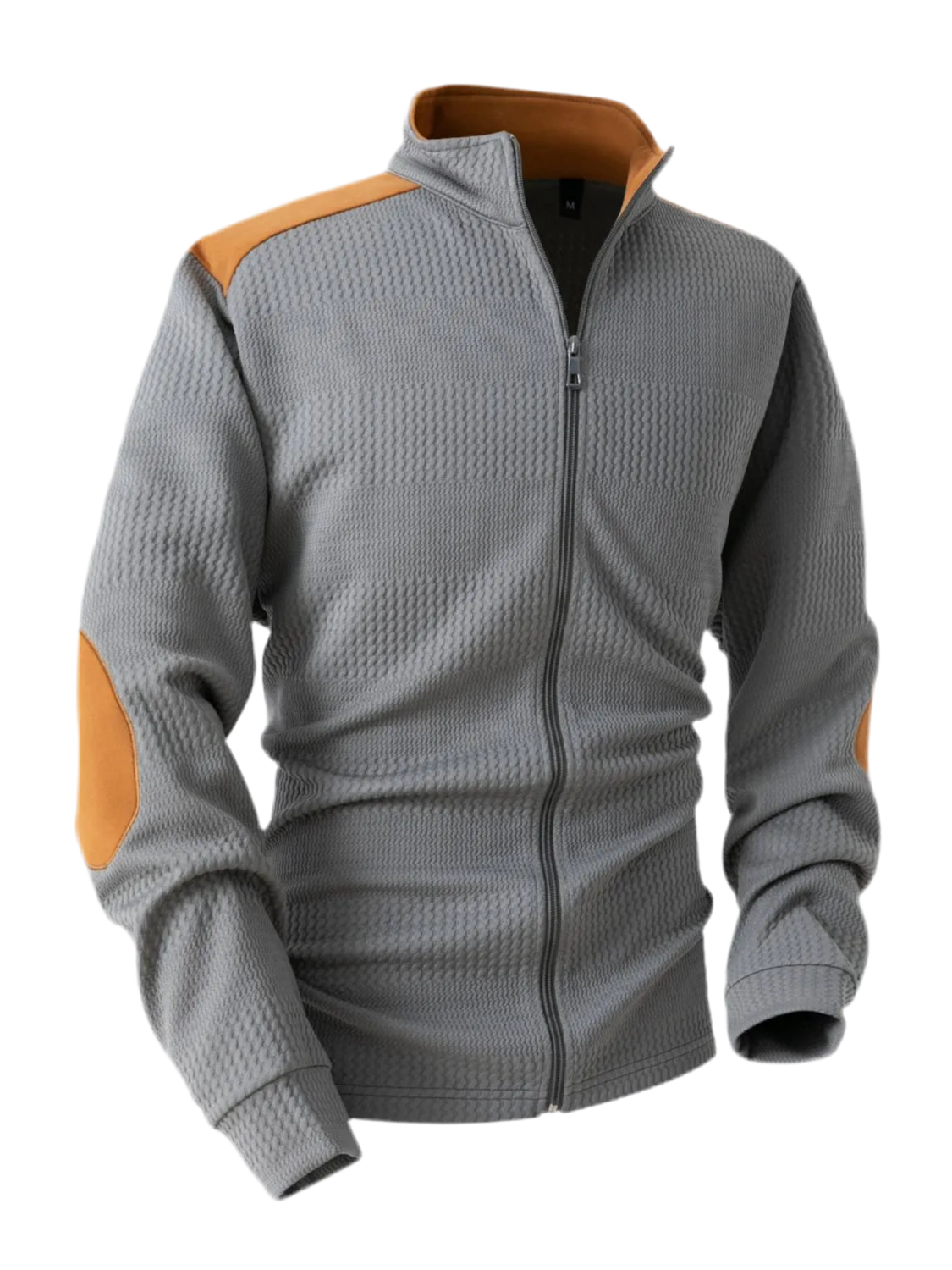 Zip Up Long Sleeve Cardigan with Elbow Patch